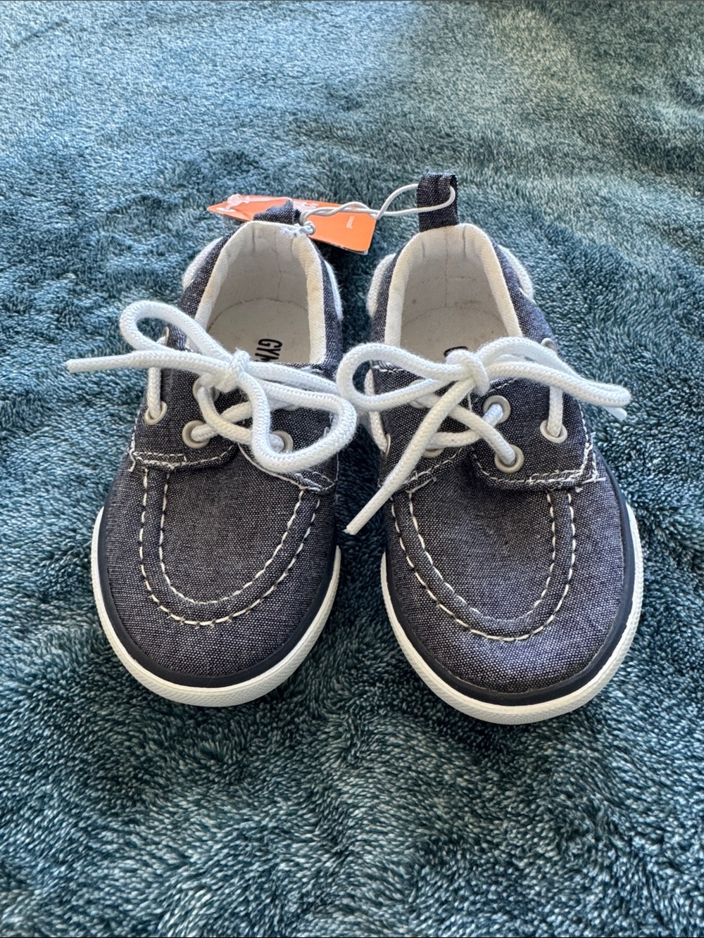 Gymboree Navy Canvas Kids Boat Shoes with White Laces